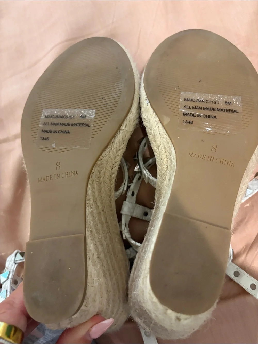 Steve Madden Maci Silver Studded Espadrille Wedge Sandals w/ Snake-Print Straps